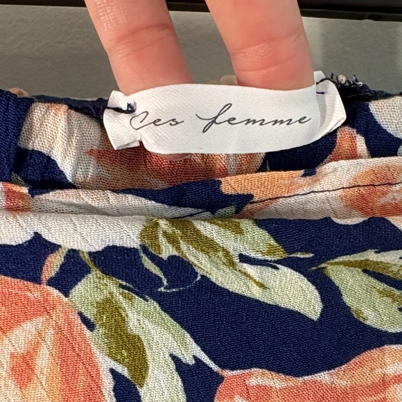 Ces Femme Navy Maxi Skirt with Pink Floral Print - Picture 2 of 7